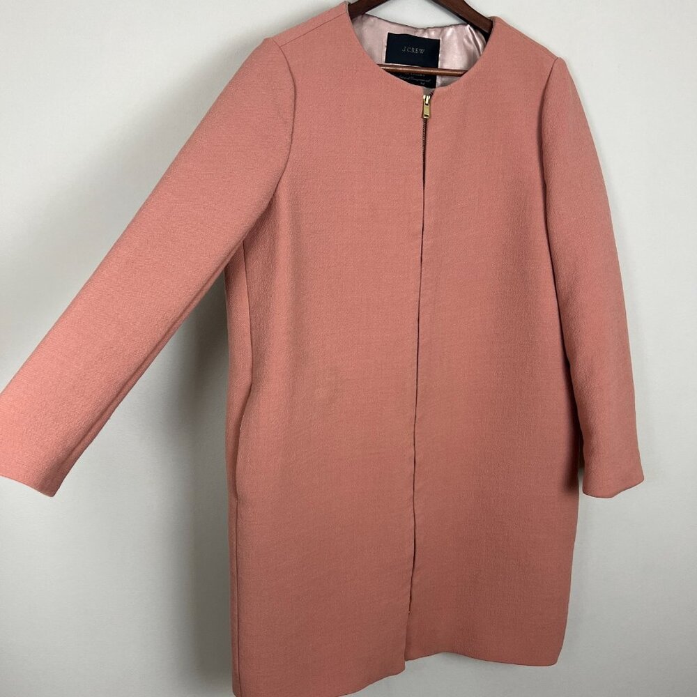 J.‎ Crew Double Cloth Collarless Coat Jacket Womens 14 Mauve Wool Preppy Italy - Picture 6 of 16